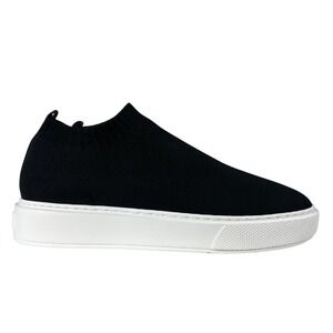 J Slides NYC Knit Slip On Sneakers Black White Sole‎ Womens 11 Minimalist Casual